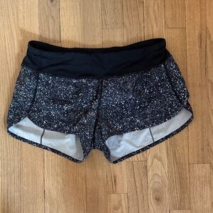 lululemon athletica Black Speckle Athletic Shorts with Wide Waistband